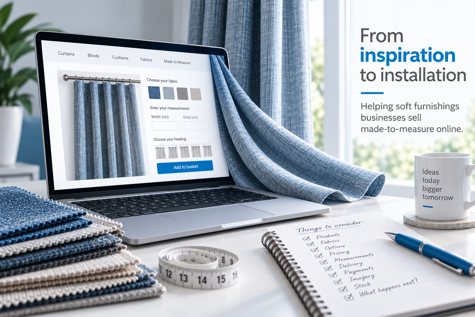 From inspiration to installation — helping soft furnishings businesses sell made-to-measure online